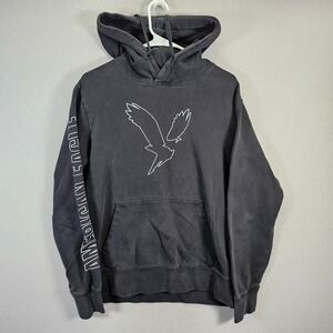 American Eagle Super‎ Soft Gray Eagle Logo Hoodie Pullover M Medium
